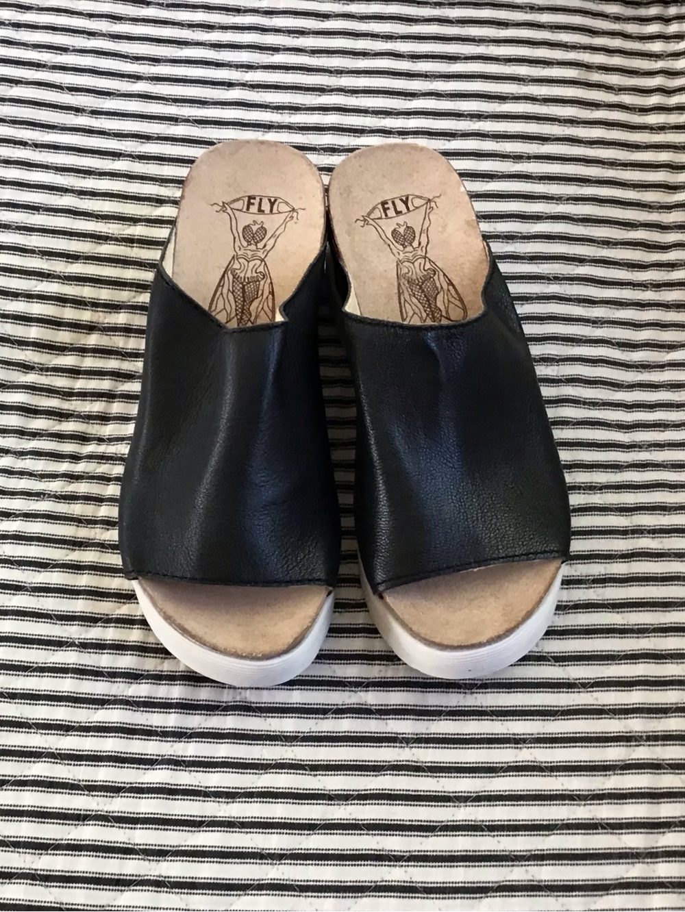 Fly London Whin - new, no box - all leather slides/black 38